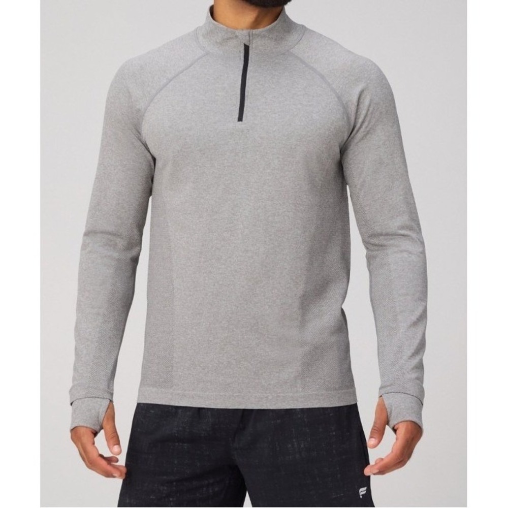 Fabletics Men's The Training Day Quarter Zip XL Gray Long Sleeve 1/4 Zip